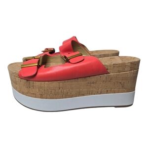 MK Coral Delilah Flatform Leather Open Toe Platform Wedge Sandal